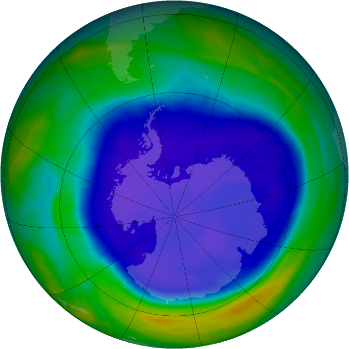 Antarctic ozone map for 17 September 2008